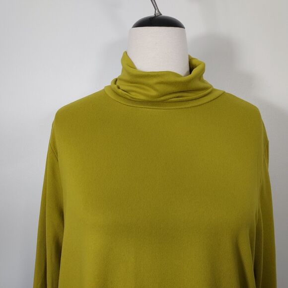 89th + Madison Turtleneck Shirt Top Mustard Yellow Stretch Long Sleeve Womens XL - Picture 3 of 11
